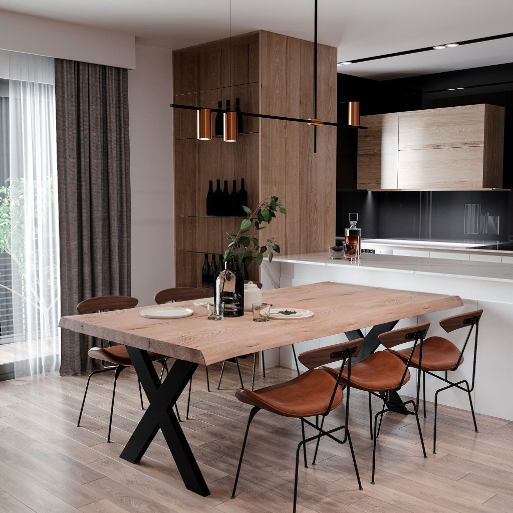 Eiken tafel boomstam