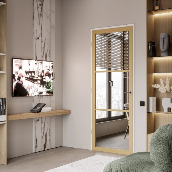 Staal look deur goud