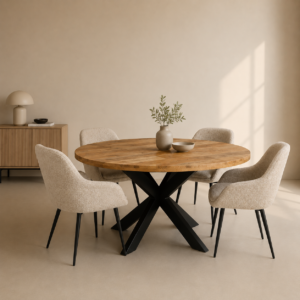 Tafelblad Rond - Massief mango - 50 mm (incl. poot)