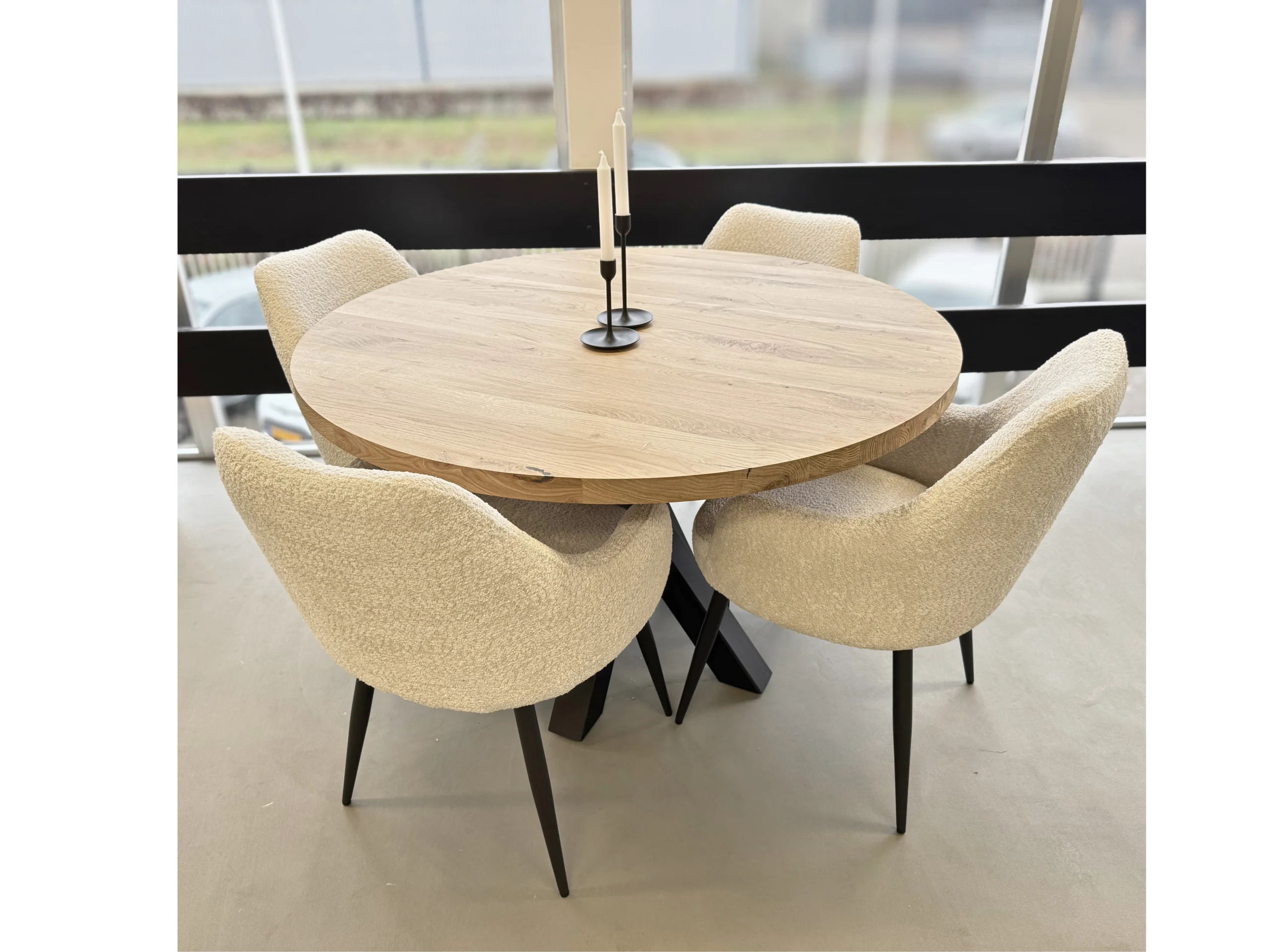 Tafelblad rond – Massief eiken – 40 mm (rechte rand) - Afbeelding 2