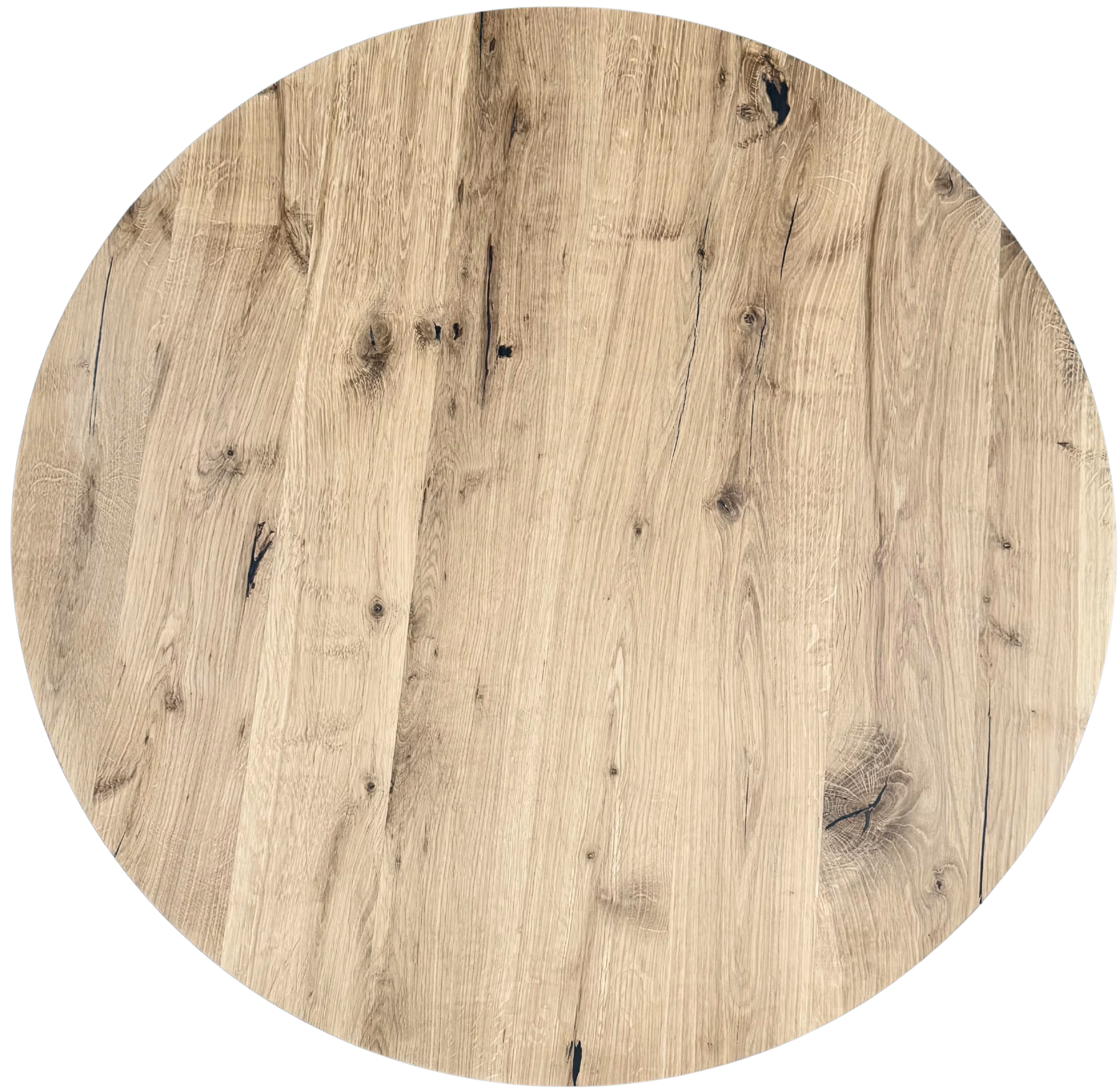 Rond eiken salon tafel.