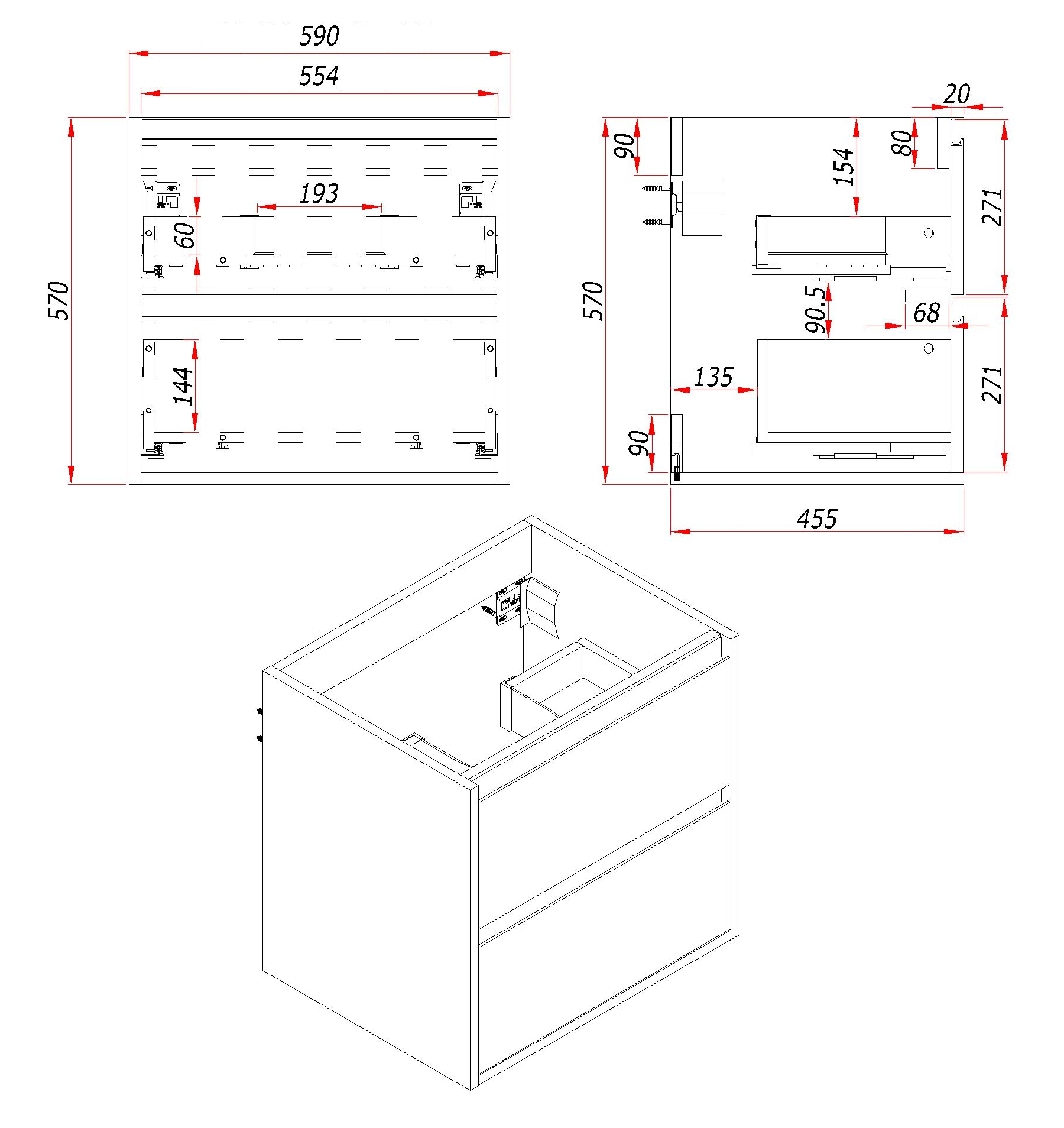 Badkamer onderkast - Parma - Atik wood/ Black - Afbeelding 4
