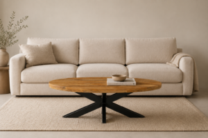 Salontafel - Mango - Ovaal – 130 × 70 cm – Inclusief onderstel