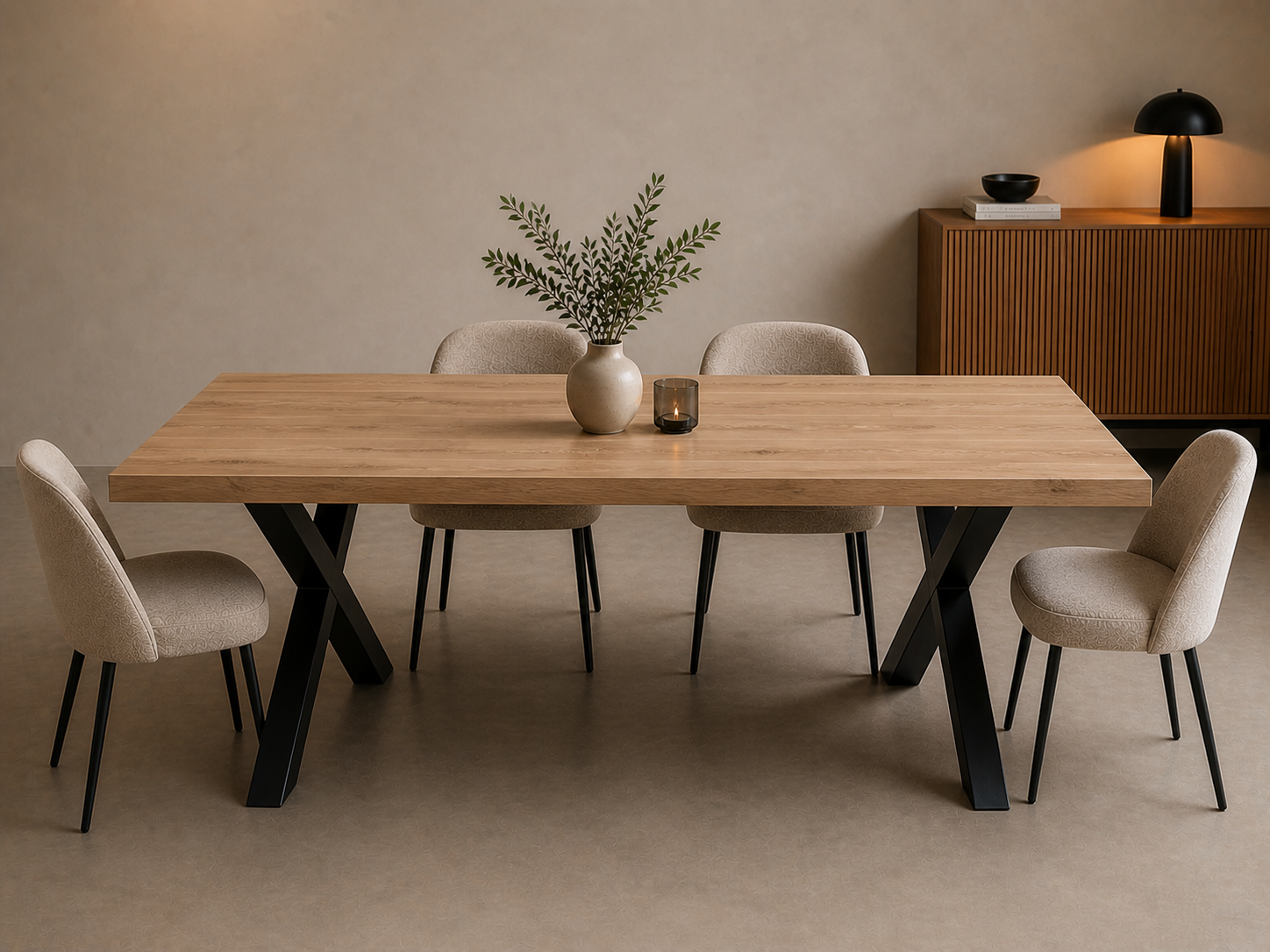 Eiken rechthoekige tafel