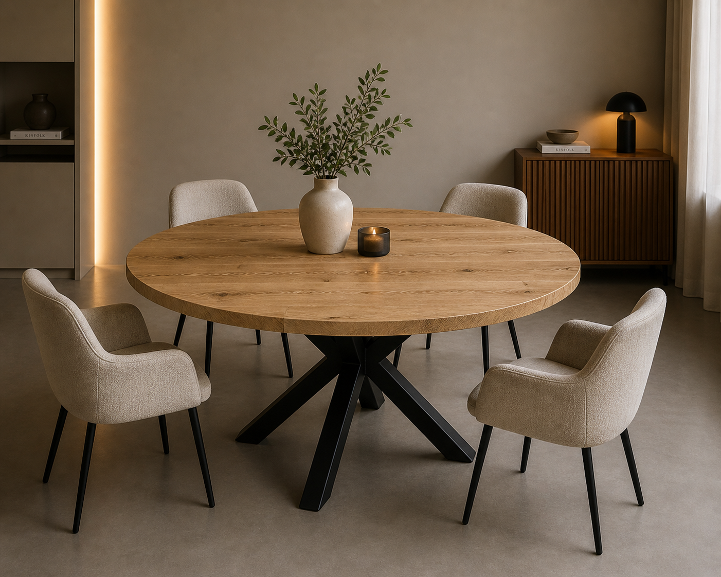 Eiken tafel rond